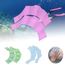 Simning Finger Webbed Gloves Fins Silicone Hand Flipper Palm Accessories Barn Swim Glove Equipment 3 Färger Öka motståndet