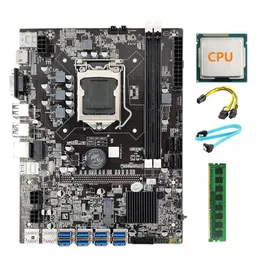 マザーボードマイニングマザーボードLGA1155 8 GPU PCI-E 1X 16X DDR3 8GB 1600MHz RAMランダムCPU 6PINからデュアル8ピンケーブルSATA CABLEMOTHERBOARDS MO