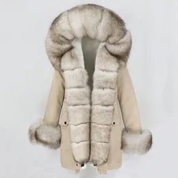 Pelliccia sintetica delle donne OFTBUY 2023 Giacca invernale di moda Donna Cappotto reale Collare naturale Sciolto lungo Parka Grande tuta sportiva staccabile