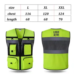 Sicherheitsweste, hohe Sichtbarkeit, reflektierende Sicherheitsweste, Sommer-Hi-Vis-Arbeitsjacke mit Aufdruck