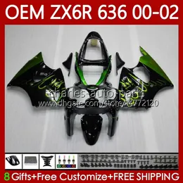 Kawasaki Ninja ZX 636 600CC ZX-600 ZX-6R ZX-636 ZX-6R ZX-636 ZX6R 00 01 02 37HC.12 ZX 600 CC 6 R黄色光沢のあるZX 6R ZX600カウリングZX-636 2000 2001 2002注入型フェアリング