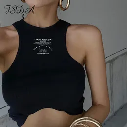 FSDA Letter Print Crop Top Women Casual Summer Off Shoulder Black Basic Sexy White Ribber modetank