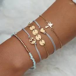 Charm Armband 5 PCS/ Set Love Heart Tree Armband Bangle For Women Summer Style Rope Braclet Böhmen Statement Femme 2022 Rodn22