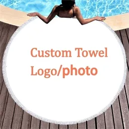 Personalizza Pos Beach Custom Round S con nappa YOGO Tappeto in microfibra Cartoon Bath Travel s Towel 220616