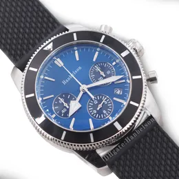 Japan Miyota Chronograph Quartz movement Mens watch Luminous Blue face Unidirectional rotating bezel 44MM wrist watch