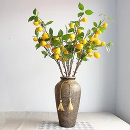 장식용 꽃 화환 3 개의 결합 된 과일 나무 가지 인공 식물 노란색 가지 모방 식물 Twigdecorative Decorativedec