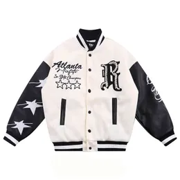 Vinter Hiphop Streetwear Baseball Jacket Män Letter Pearl Broderi Patchwork Varsity Tjock varm kappa Kvinnor Harajuku Punk Parka