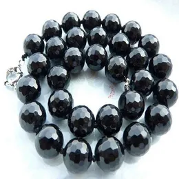 Натуральное оселье черное агат Onyx 12 мм круглый драгоценный камень ожерелье 18 "