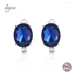 Clip-On skruv tillbaka Sterling Silver 925 Gemstone Sapphire Clip Earrings Women's Fashion Jewelry Blue White Lab Diamond Wedding Wholesal Wholesal