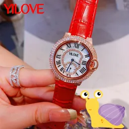 Boutique feminina Round Diamond Dial Dial Watch Multifuncional Quartz Relógio Europa Top Fascinante Designer Boutique Womens Boutique