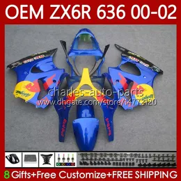 OEM-Karosserie für KAWASAKI NINJA ZX-6R ZX-636 ZX-600 ZX 6R 600 CC 6 R 2000-2002 133Nr.183 ZX 636 Gelb Rot 600CC ZX636 ZX6R 00 01 02 ZX600 2000 2001 2002 Einspritzverkleidung