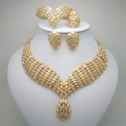Kingdom MA Fashion African Dubai Gold Jewelry Women African Beads Set Nigerian Bridal Jewelry Set Wedding Accessories 220726