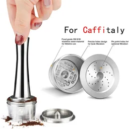 Kaffekapselkopp återanvändbar kompatibel med K-Fee-påfyllningsbar crema-kapsel för Caffitaly Tchibo rostfritt stål metallfilter 210326