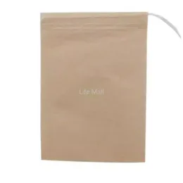 100 Pcs/Lot Tea Filter Bags Natural Unbleached Paper Disposable Tea Infuser Empty Bag with Drawstring for Herbs Coffee DD