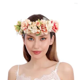 Decorative Flowers & Wreaths Rose Crown Flower Garland Headband Hair Floral Headdress Halo Bohemian Party Wedding Supplies