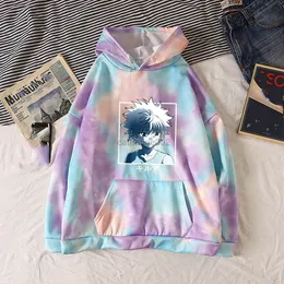 2021 Anime Hunter x Hunter Killua Blue Winter Warm Pullover Creative Tie-Dye Streetwear HARAJUKU AESTETYCZNE Bluza bluza G220813