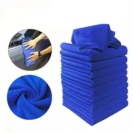 Microfiber Cleaning Cloths Auto Soft Cloth Washing Towel Dust Remover 25cm Car Home Cleaner Tool Micro fiber Towels Hand Dryer Blue color