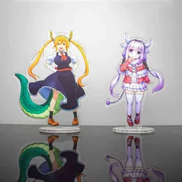 Miss Kobayashi's Dragon Maid Anime Figurki Kanna Kamui Tohru Stojak Akrylowy Modele Talerz Biurko Decor Stojący znak Brelok Prezenty AA220318