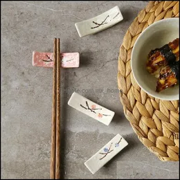 Chopsticks Flatware Kitchen Dining Bar Home Garden Japanese Style Holder Ceramic Snowflake Design Rest Kitchen Stand Gadget Tools Pab1423
