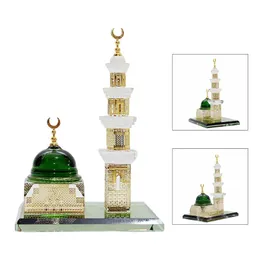 装飾的なオブジェクト図形イスラム教徒のモスクの彫像装飾クリスタル金色の建築ミニチュアモデルイスラムホームテーブルお土産