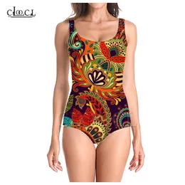 est Mode Retro Geometrische Muster 3D Druck Onepiece Bademode Frauen Schwimmen Badeanzug Ärmellose Sexy Badeanzug 220617