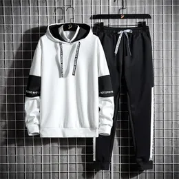 Casual Tracksuit Men Hooded Sweatshirt Outfit Spring Autumn Mens Set Sportswear Male HoodiePants 2sts Jogging Sports Suit 220803