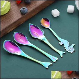 Magic Color Coffee Mixing Spoons Tablewarepuffer Fishes Seahorse Whales Dolphins Spoon Stainless Steel Marine Animal Dinnerware 4 5Xc2 Drop