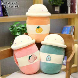 Real Life Bubble Tea Cup Cuddle Hand Warmer Pillow Stuffed Food Avocado Lemon Milk Soft Pop Kids Toy Gift J220704