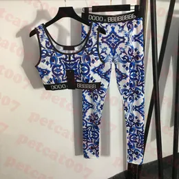 Moda de banho vintage feminina de designer de roupas de ioga, calças de duas peças com letras e logotipo roupas de ioga