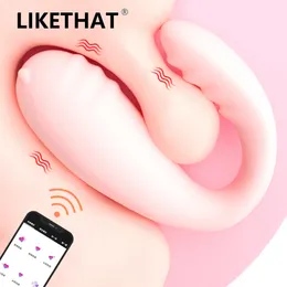 u 모양 무선 Bluetooth Dildo Vibrator for Women App Remote Control Wear G Spot Vibrating Egg Clit Female Panties 섹시한 장난