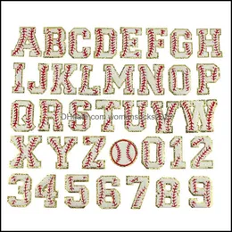 Sewing Notions Ferramentas Vestuário A-Z Softball Letter Iron On Glitter Towel Embroidery Patches Alphabet Applique For DIY Clothing Hats Garment