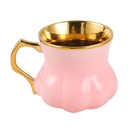 Kubki 1PC Ceramiczna kubek kawy Turkish Mug Gold Splating Mleko z uchwytem retro do picia do biura 220 mlmugów