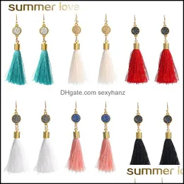 Charm Earrings Jewelry Fashion Handmade Bohemia Colorf Tassel Dangle Natural Resin Druzy Stone Pendant Earring For Women Gold Plated Hook Dr