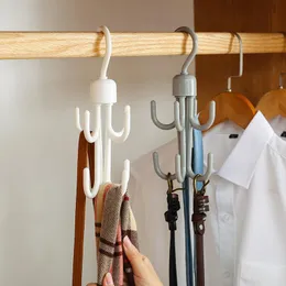 Hooks Rails Creative Double Layer Rotatable Eight-Claw Storage Hook Multifunktionell garderob läder slips väska hänger rack krokar