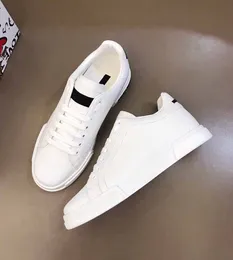 Luxury design casual shoes White Leather Calfskin Nappa Sneakers Shoes Comfort low top flats Outdoor Trainers Men's Walking EU38-45.BOX