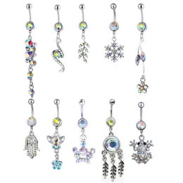 AB10-001 BELLY NAVEL BUNTING RING MIX 10 أنماط واضحة AB COLALS 10 PCS FROG CROWN DREAM CASTER