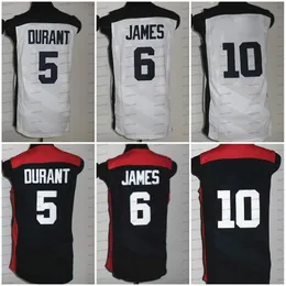 Retro 2012 USA 10 Maglia da basket bianca 6 Kevin 5 Durant Carmelo Anthony Navy Uniformi della squadra vintage Maglie da uomo