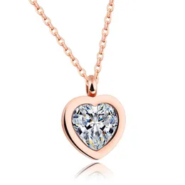 Pendant Necklaces Fashion Heart-Shaped Stainless Steel Jewelry With Diamond Collarbone Chain Necklace Women's Sisters Holiday GiftsPenda
