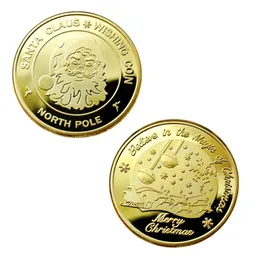 Santa Claus Wishing Coin Gifts Collectible Gold Plated Souvenir Coin North Pole Collection Gift Merry Christmas Commemorative Coins