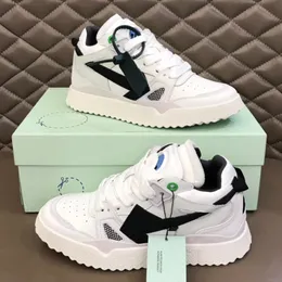 Män i mitten av toppskor från kontoret sneakers med svarta pilar på båda sidor gummi sula vit snörning rem designer mens kvinnor sneakers mode trend