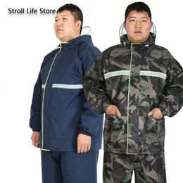 Large Plussized Raincoat Men Womens Plus Size Fat People Camouflage Rain Coat Motorcycle Riding Rain Pants Impermeable Gift 201202