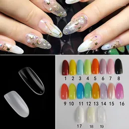 FALSE NAILS 1 PACK AV 500 stycken franska plastiska konstgagella nagelpetsar ovala formade fulla omslag Fake Art Long UV Gel Manicures Tools Prud22