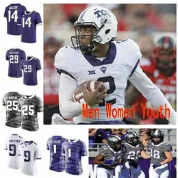 Thr NCAA College Jerseys TCU Horned Frogs 1 Jalen Reagor 10 Michael Collins 12 Foster Sawyer 6 Darius Anderson Calcio personalizzato cucito