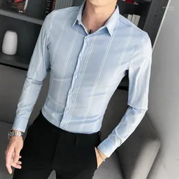 Camicia in stile a strisce Slip Fit Chemise Homme Mens Dress Party Shirts Formal Formals Camisa Social Masculina Men's Quin22