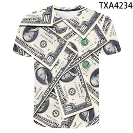 T-shirt da uomo Dollar Money Summer Top Gothic 3d Stampato Casual Manica corta Abbigliamento uomo T Shirt Moda Donna Bambini T-shirt Uomo