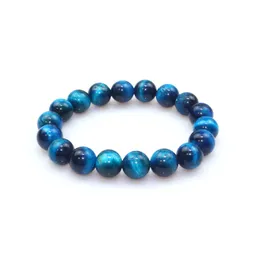 Natural Colourful Tiger Eye Stone Beaded Bracelet Strands Elastic Rope 8mm 10mm Spacer Jewelry Gift For Men Women