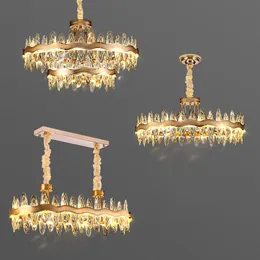 Living room luxury crystal chandeliers modern island lighting golden lobby decorative lights