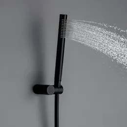 Bagnolux Copper Matter Black Round Handheld Shower Head PVC Hose Connector Adjustable Wall Holder Bathroom Accessorries 201105