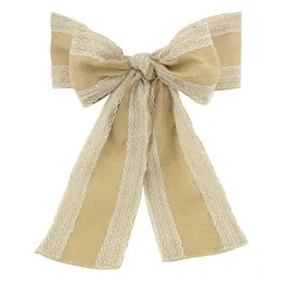 100PCS Chair Tie Bow Hessian Jute Burlap Chair Sashes Jute Rustic For Wedding Decor Festival Party Hotel Home Decoration