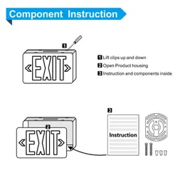 Emergency Lights Led Exit Sign With Battery Backup Hardwired Red Light Combo Electric Up Illuminated LightEmergency